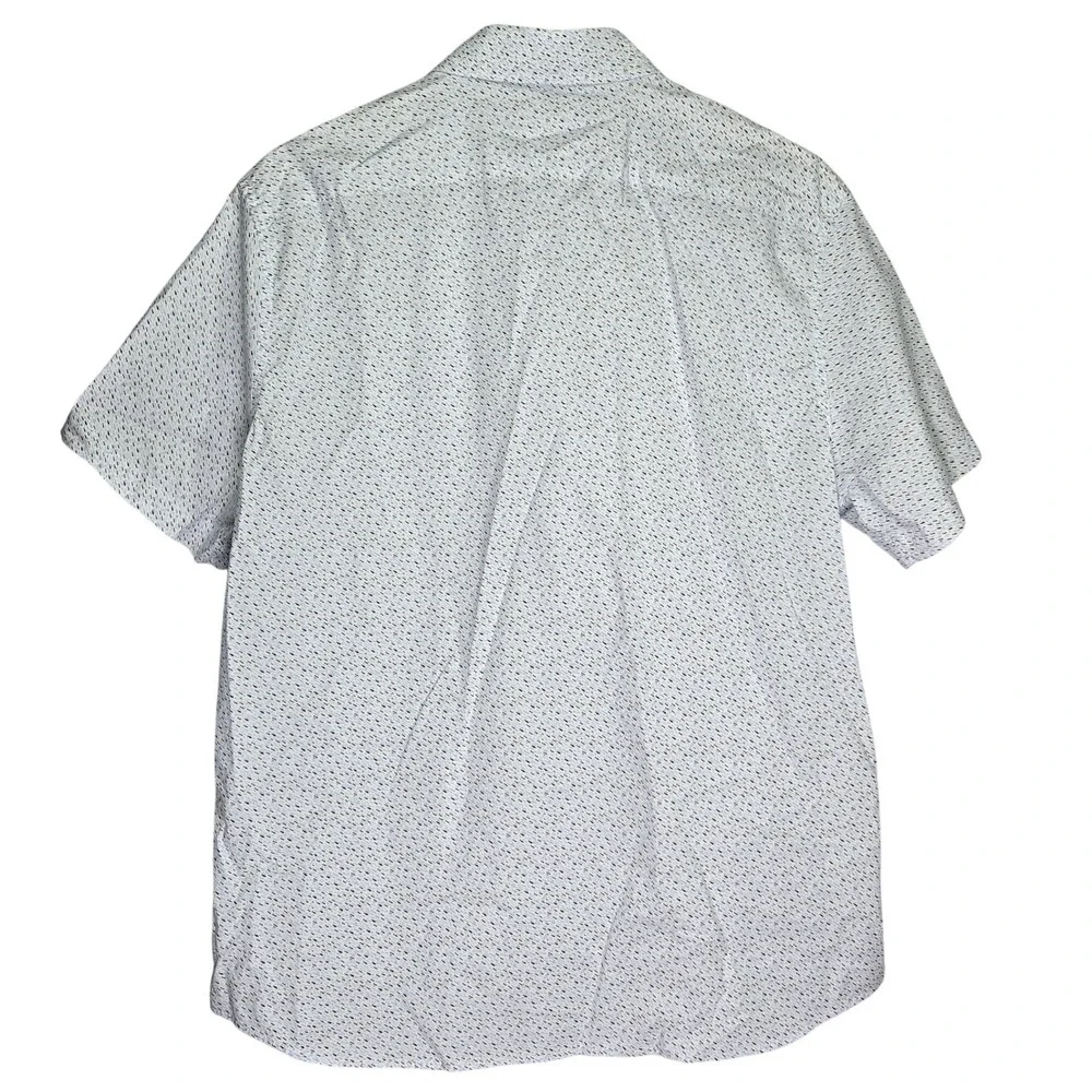 Banana Republic Mens L Standard Fit‎ Bluefish Short Sleeve Shirt Organic Cotton